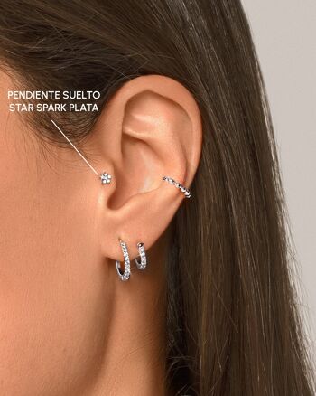 Boucles d'oreilles pendantes en argent Star Spark 2