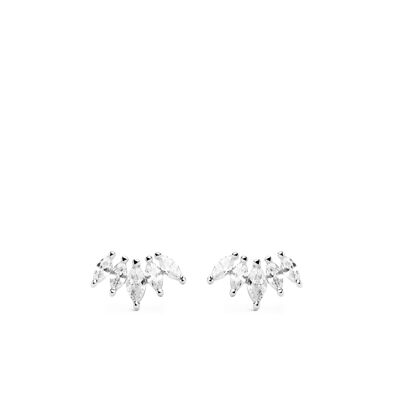 Silver Penta Marquise Earrings