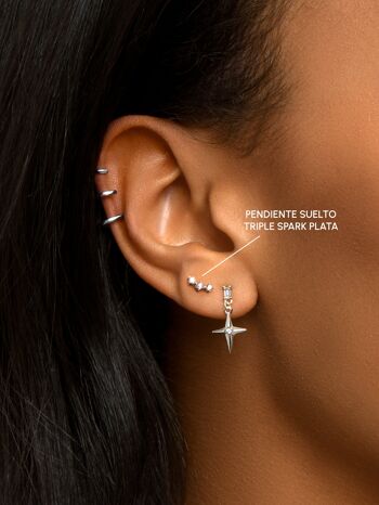 Boucles d'oreilles pendantes en argent Triple Spark 2