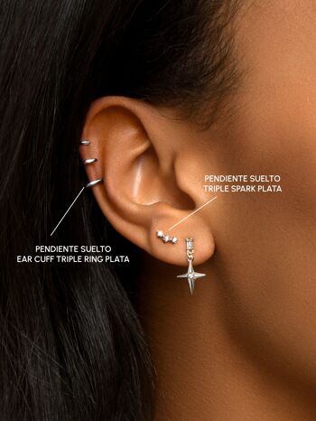 Boucles d'oreilles pendantes en argent Triple Spark 3