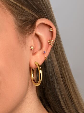 Boucles d'oreilles pendantes Sophie Lavande en or 2