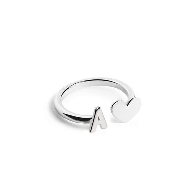 Anillo Personalizado Letter Heart Plata