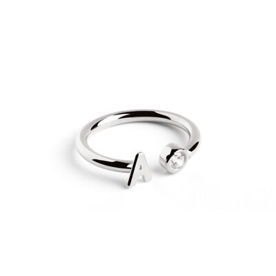 Silver Personalized Letter Diamond Ring