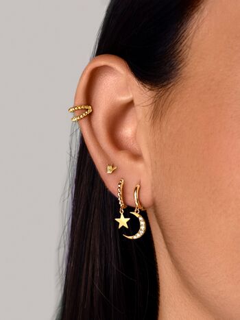 Boucles d'oreilles dorées Ear Cuff Double Dots Drop 2