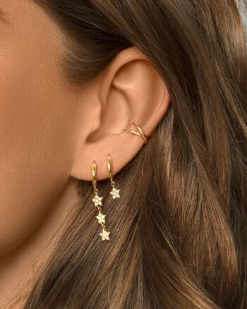 Boucles d'oreilles pendantes en forme de croix dorées 2
