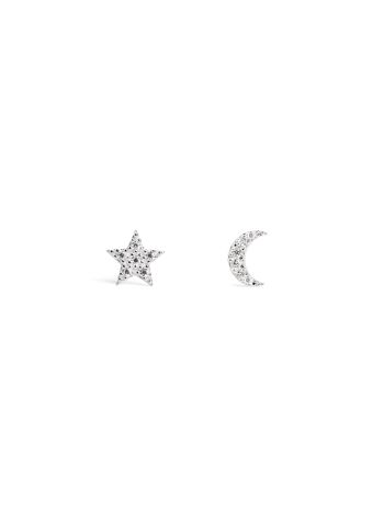Boucles d'Oreilles Argent Lune & Étoile