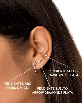 Boucles d'oreilles lâches argentées Mini Spark 3