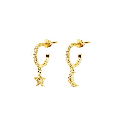 Pendientes Aro Moon & Star Sparks Oro