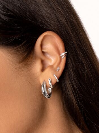 Boucle d'oreille ample argentée Athena Ear Cuff 2