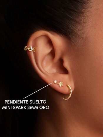 Boucles d'oreilles pendantes en or Mini Spark 3 mm 2