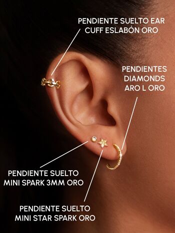 Boucles d'oreilles pendantes en or Mini Spark 3 mm 3