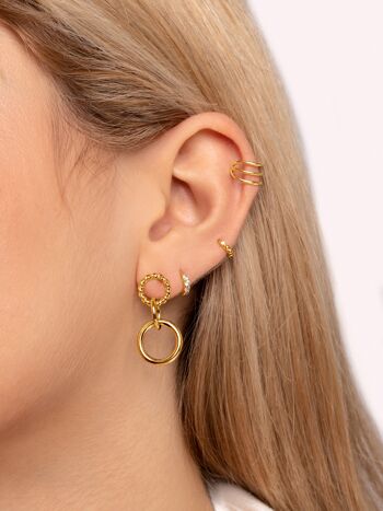 Boucles d'oreilles créoles dorées Cleo S 2