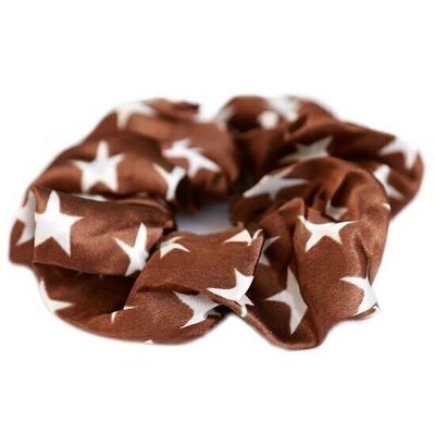 Scrunchie estrellas marrón