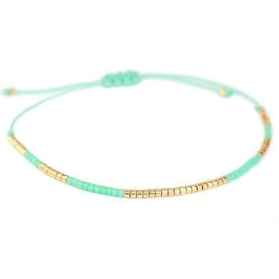 Bracelet Miyuki menthe or
