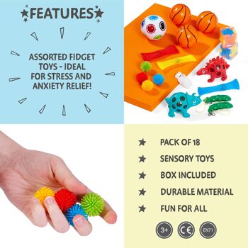 Lot de 18 jouets sensoriels colorés amusants Fidget pour remplisseurs de sac de fête pour enfants 5
