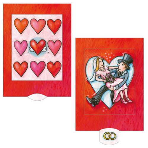 Lebende Karte "Herz-Hochzeit", hochwertige Lamellen-Postkarte