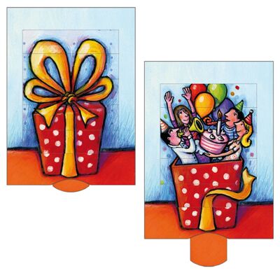 Living Card "Gift", high-quality lamellar postcard / birthday