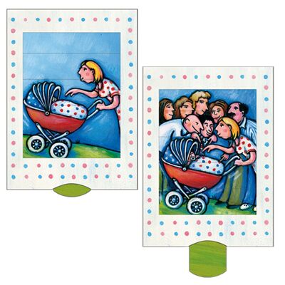 Living card "Dutzi", high-quality lamellar postcard / birth