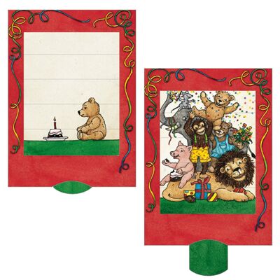 Living card "Birthday Bear", high-quality lamellar postcard / birthday