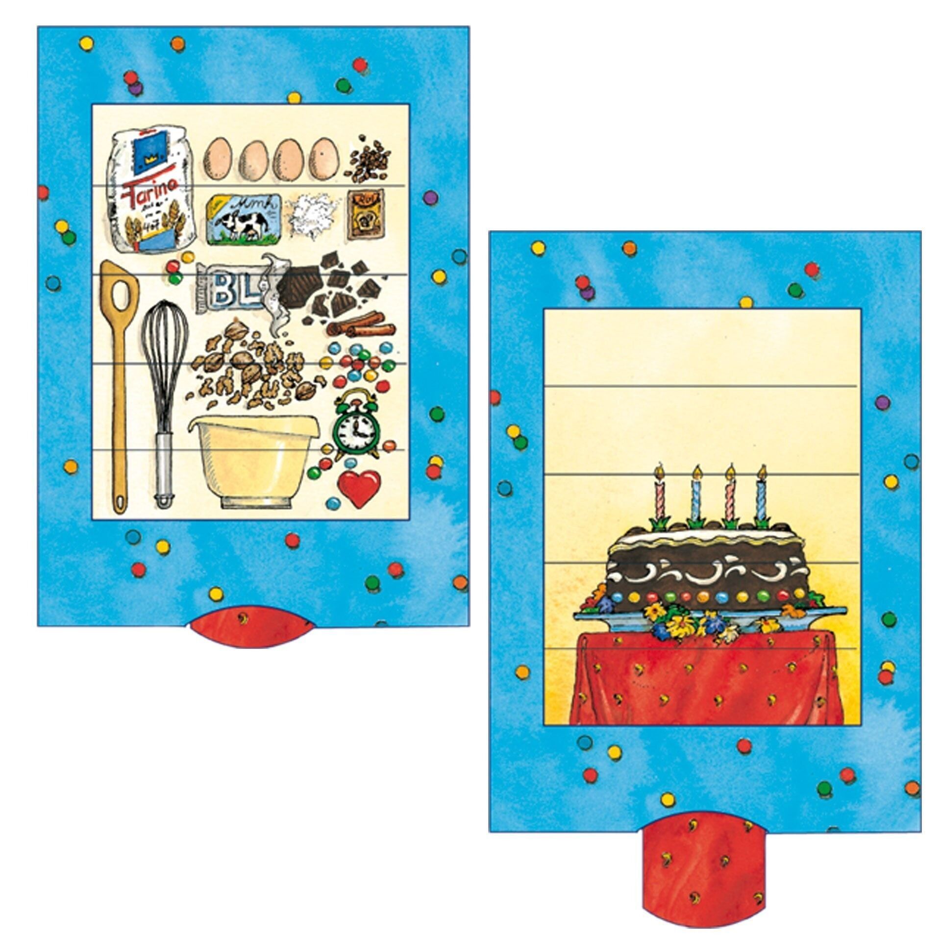 Living Card "Cake", card postal lamellaire de haute qualité / anniversaire