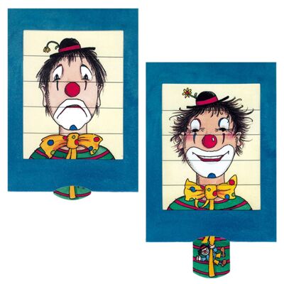 Carte vivante "Clown", carte postale lamellaire de haute qualité