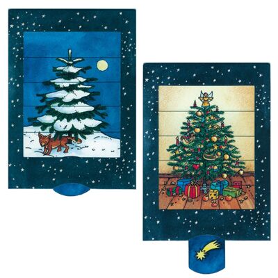 Carte vivante "Sapin de Noël", carte postale à lamelles de haute qualité / Noël