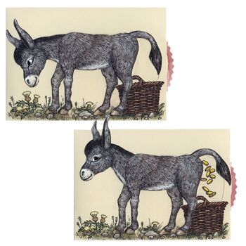 Living Card "Golden Donkey", carte postale lamellaire de haute qualité