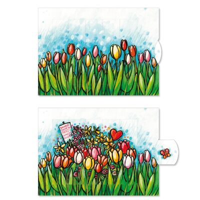 Living card "Tulips", high-quality lamellar postcard