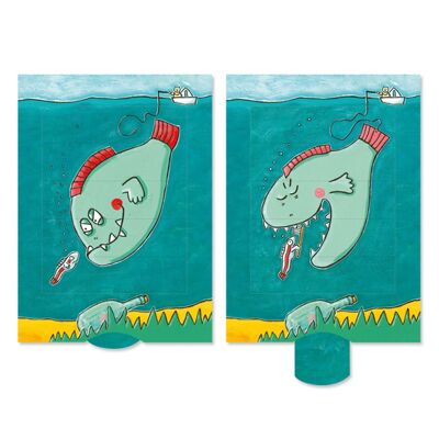 Carta vivente "Pesce pulitore", cartolina lamellare di alta qualità