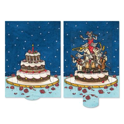 "Mouse cake" living card, high-quality lamellar postcard