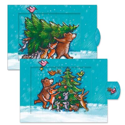 Living card "Tree ornaments", high-quality lamellar postcard