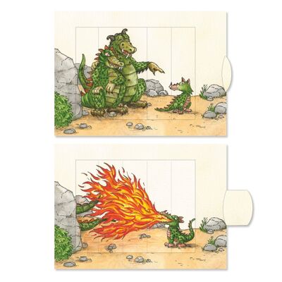 Lebende Karte "Drachen", hochwertige Lamellen-Postkarte