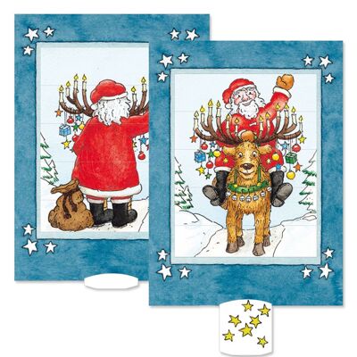 Living card "Antlers", high-quality lamellar postcard / Christmas