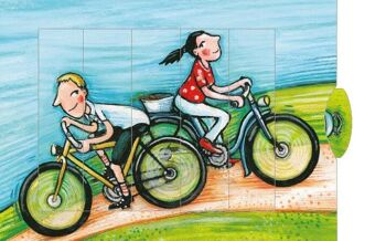 Carte vivante "Bicyclette", carte postale lamellaire de haute qualité 2