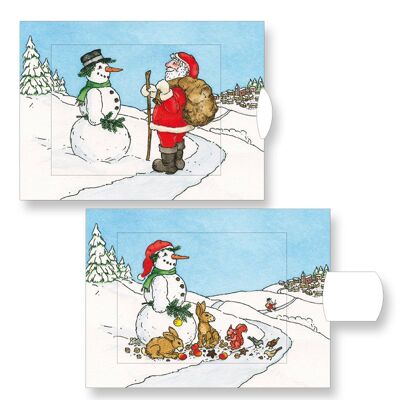 Living card "Snow Hare", high-quality lamellar postcard