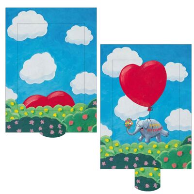 Living card "Elephant heart", high-quality lamellar postcard