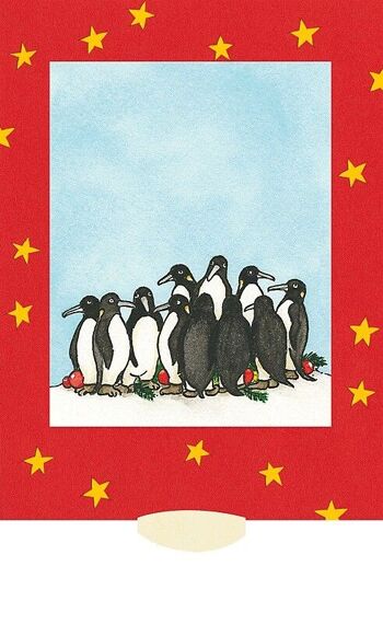 Carte vivante "Pingouins de Noël", carte postale à lamelles de haute qualité / Noël 2