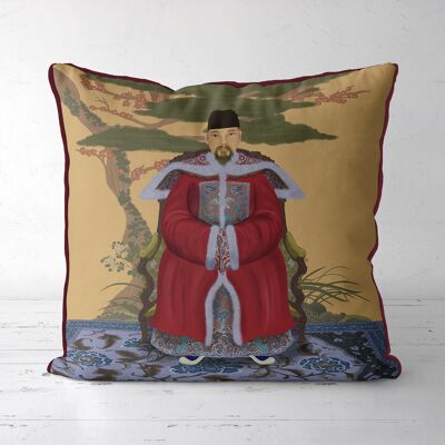 Chinese Emporer 1 Red in Garden, Cushion Cover, 45x45cm