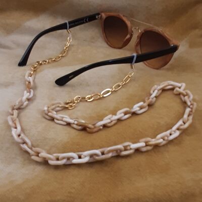 Brillenkoord acrylic chain verguld  camel beige