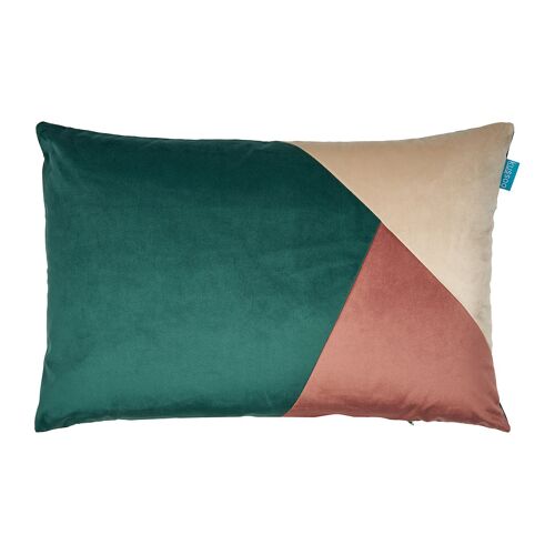 Kussen Colorblock fluweel donkergroen 40x60 cm