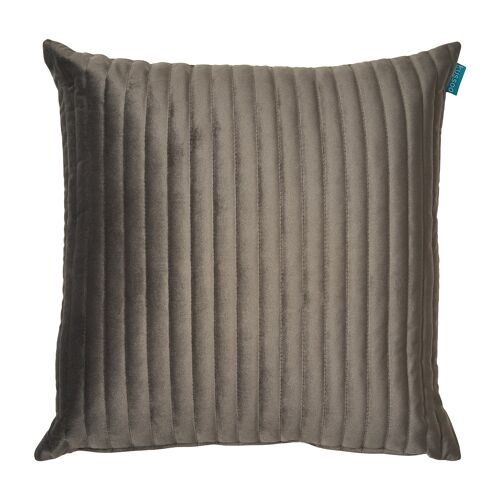 Kussen fluweel streep warm grijs 50x50 cm