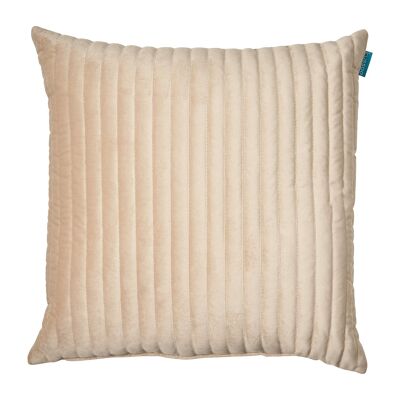 Coussin velours rayure beige 50x50 cm