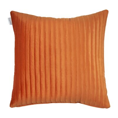 Coussin velours rayure orange 50x50 cm