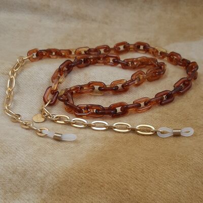 Glasses cord acrylic chain gold plated topaz
