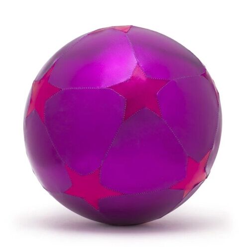 Ballon violet à étoiles rose en tissus à gonfler livré dans une boite en carton diam 30 cm