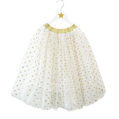 GOLD POLKA DOT LANGER Petticoat ELASTISCHER ROCK EINHEITSGRÖSSE