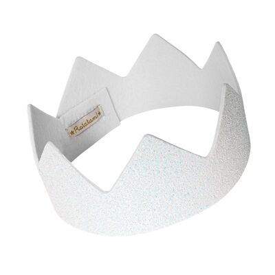 White glitter crown adjustable with velcro