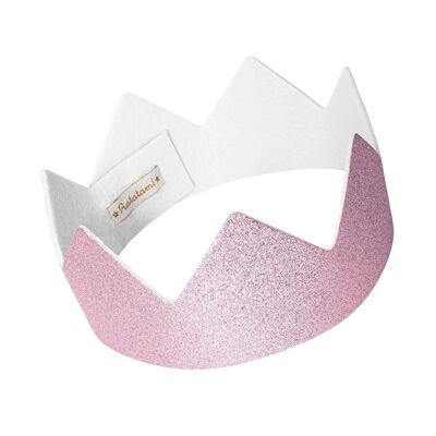 Corona rosa glitter regolabile con velcro