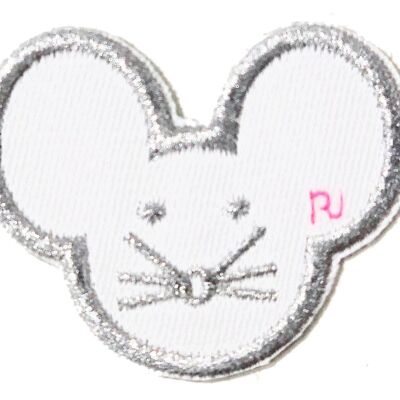 SILVER MOUSE BADGE TO HEAT ON OR STICK ON