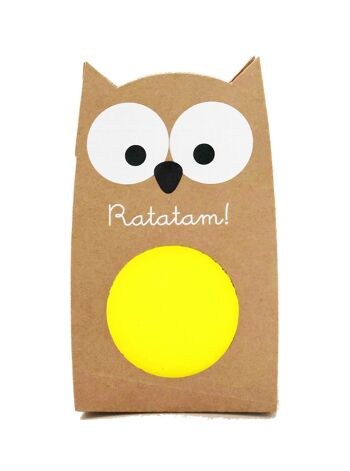 Balle rebondissante hibou jaune 57mm 3